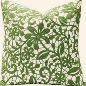 Slow Cow decorative embroidered pillow cover - green rose